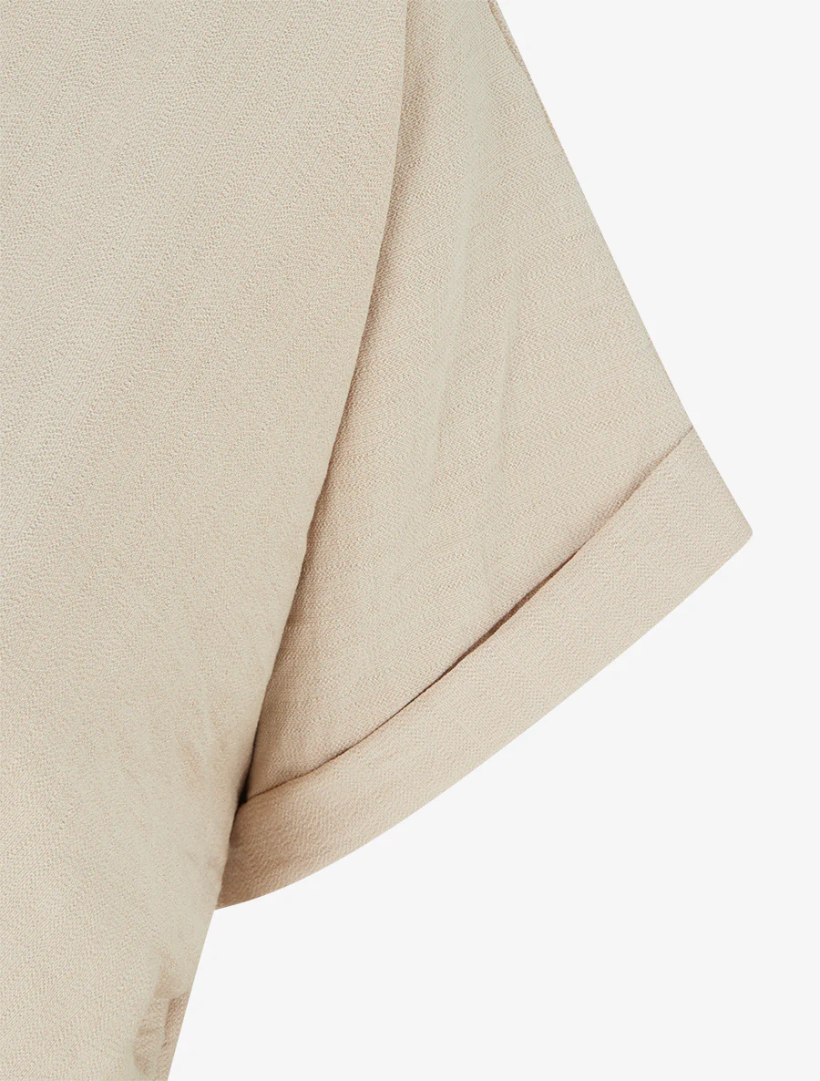 Effen jumpsuit met korte mouwen - Beige - Image 3