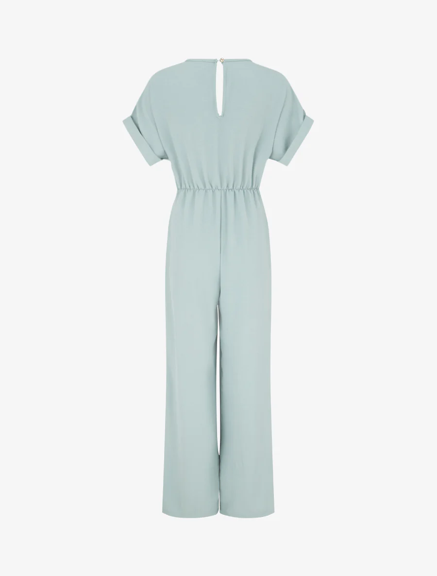 Effen jumpsuit met korte mouwen - Watergroen - Image 2