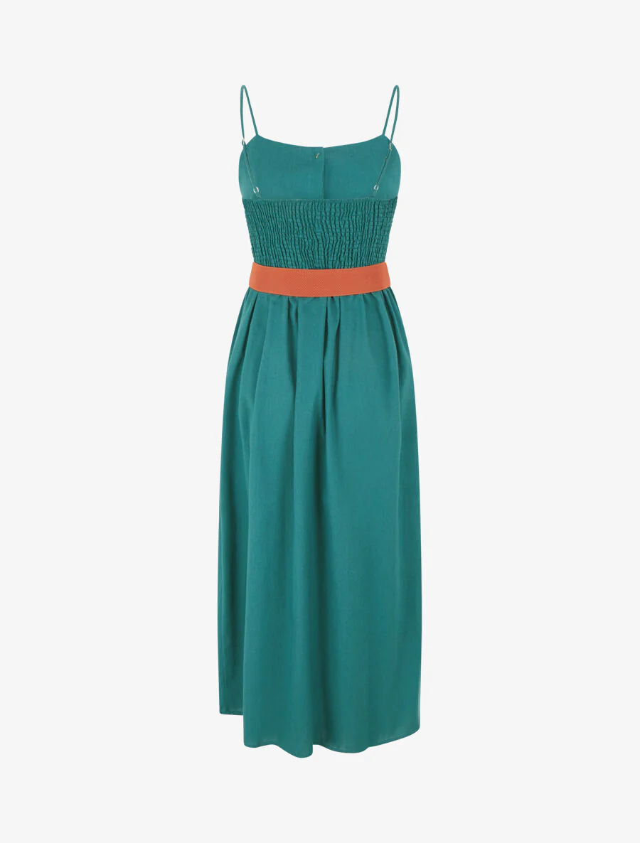 Effen jurk met linneneffect - Blauwgroen - Image 2