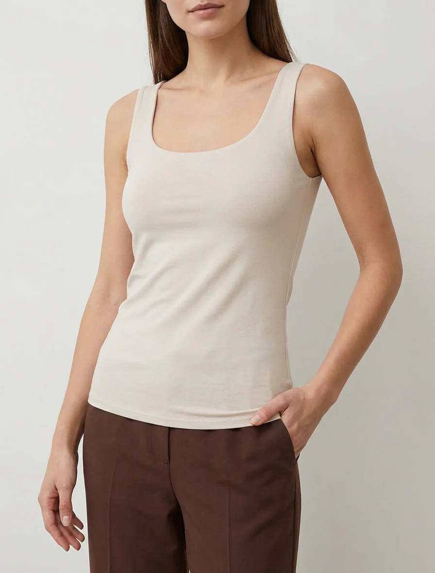 Effen klassiek tanktop - Beige - Image 4