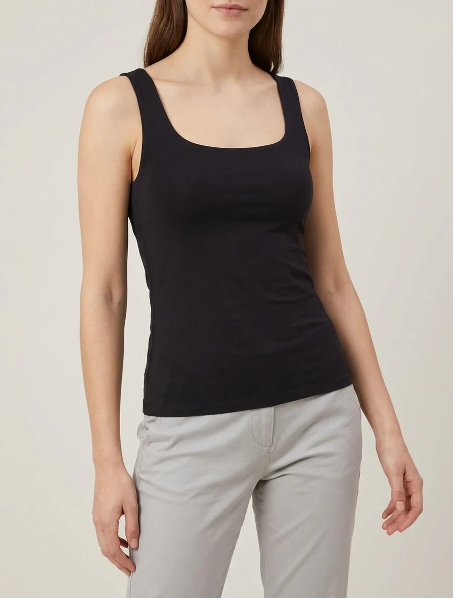 Effen klassiek tanktop - Zwart - Image 4