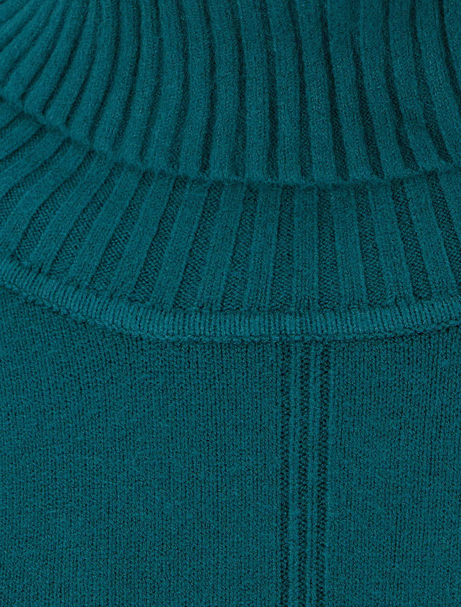 Effen lang trui met zakken - Eendenblauw - Image 3