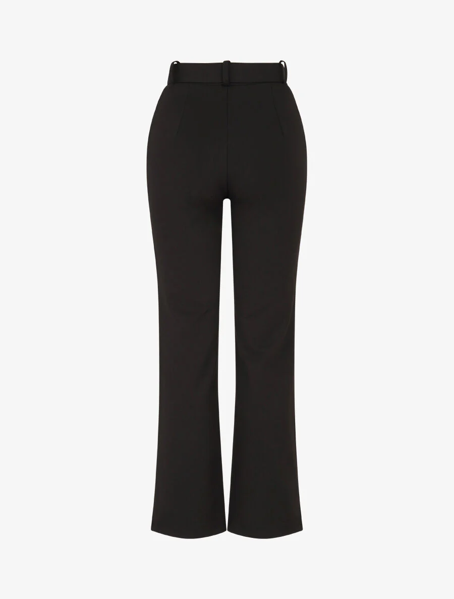 Effen lange broek met riem - Zwart - Image 2