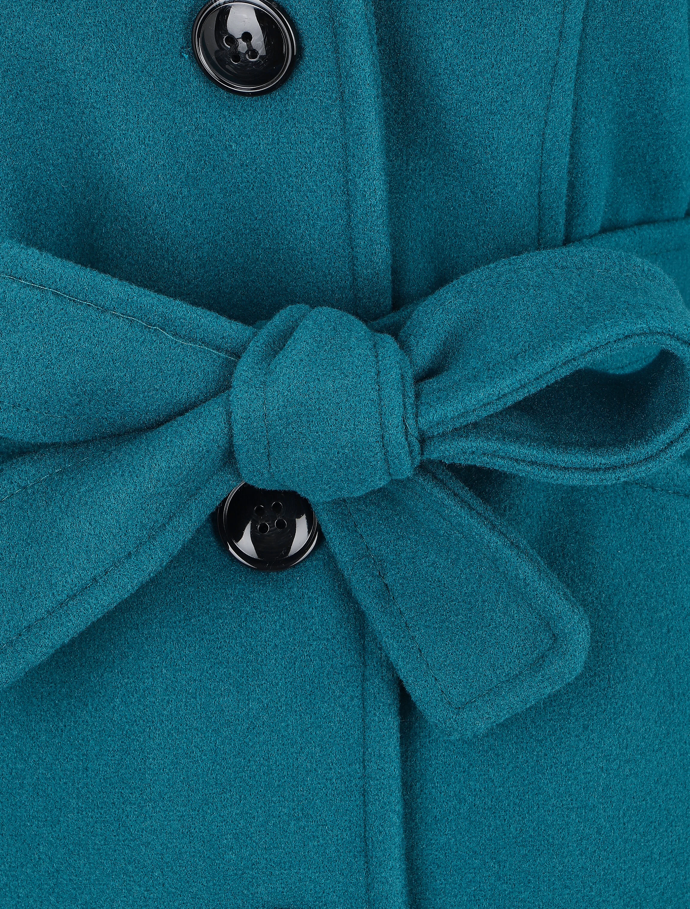 Effen lange jas met capuchon - Blauwgroen - Image 3