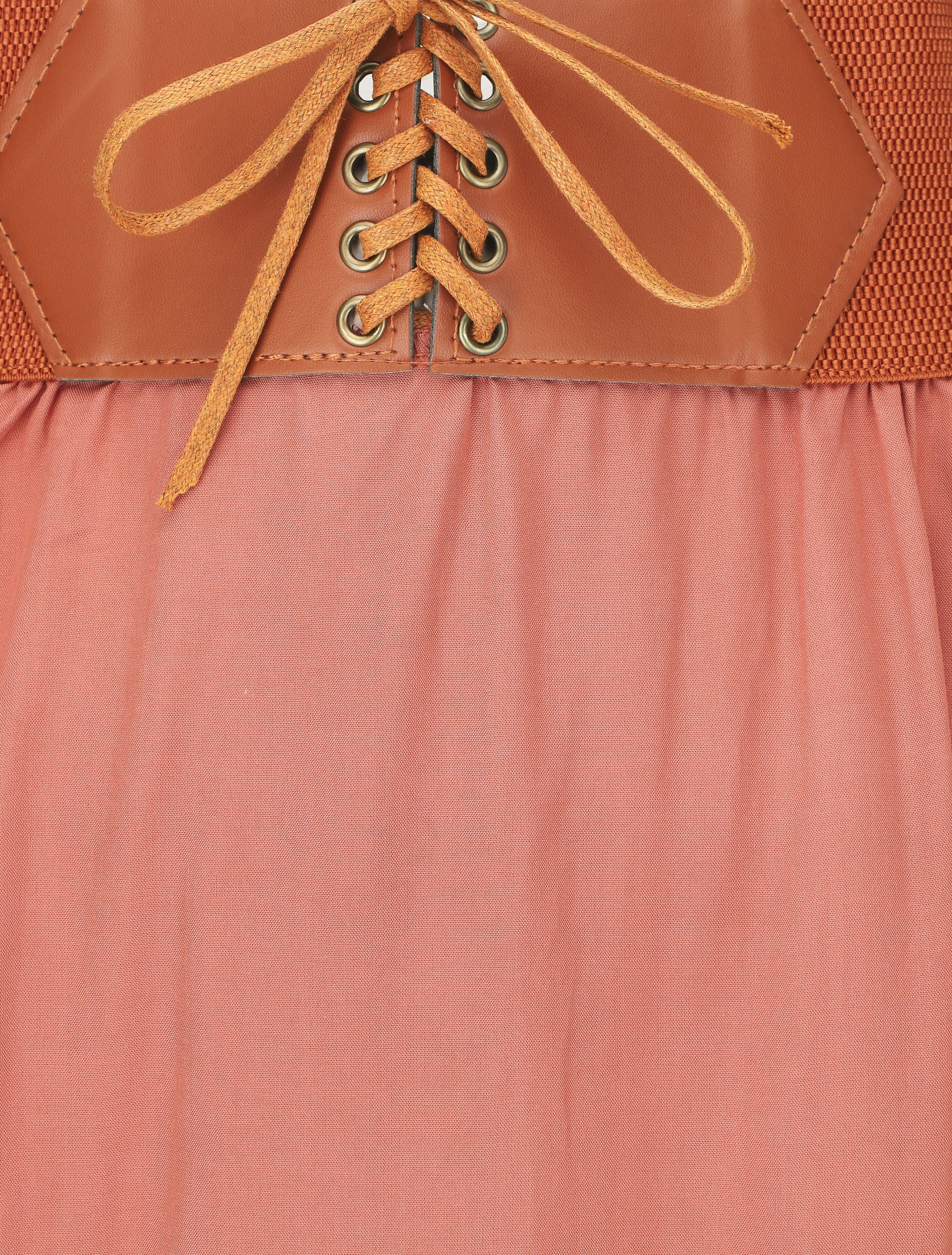 Effen lange rok met elastische tailleband - Koraal - Image 3