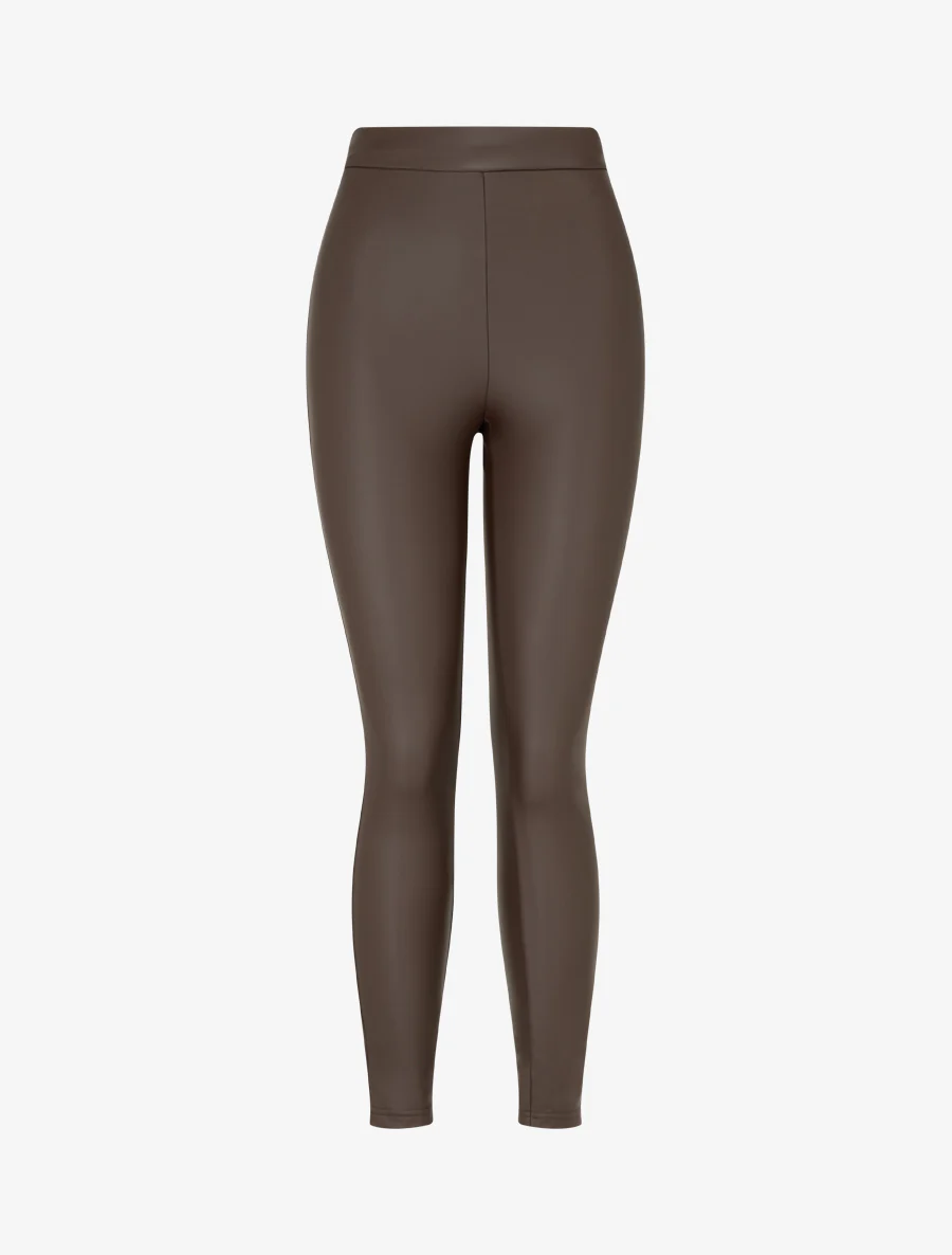 Effen legging in imitatieleer - Bruin