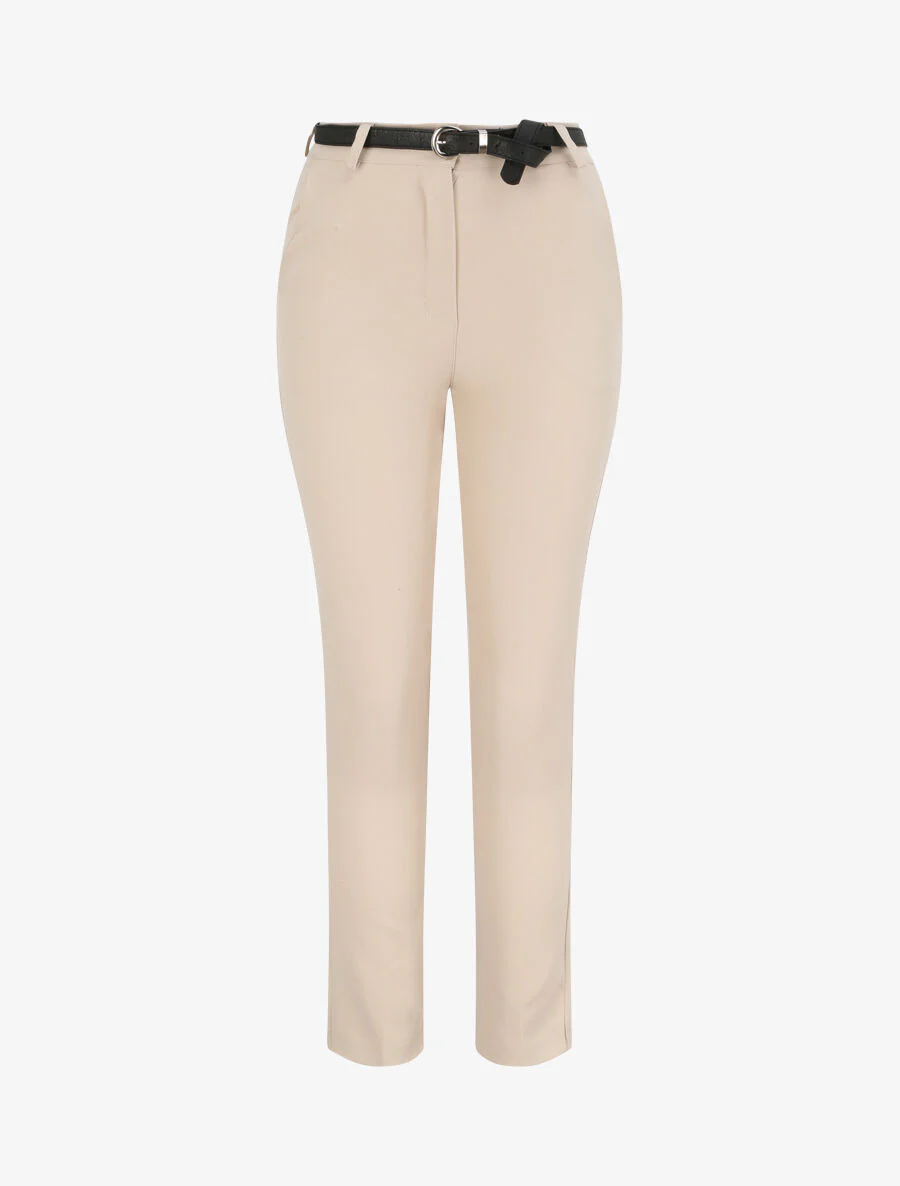 Effen losse broek - Beige