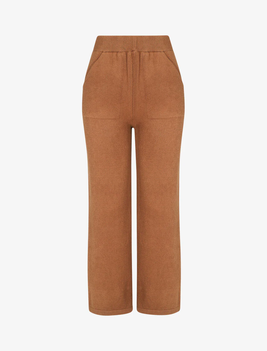 Effen mesh broek - Kameel