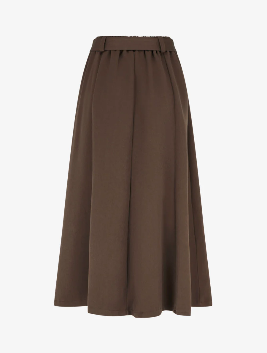 Effen midi-rok met sierstuk. - Bruin - Image 2