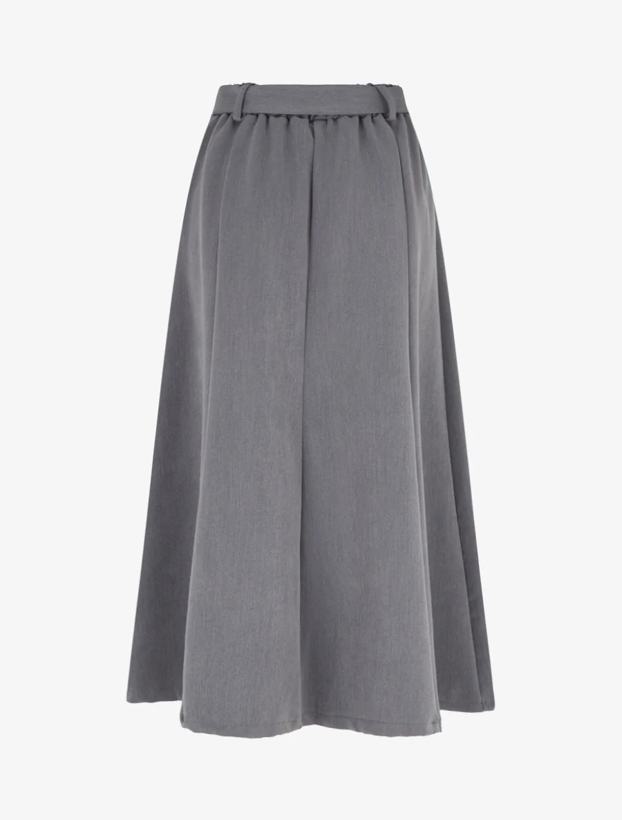 Effen midi-rok met sierstuk. - Grijs - Image 2