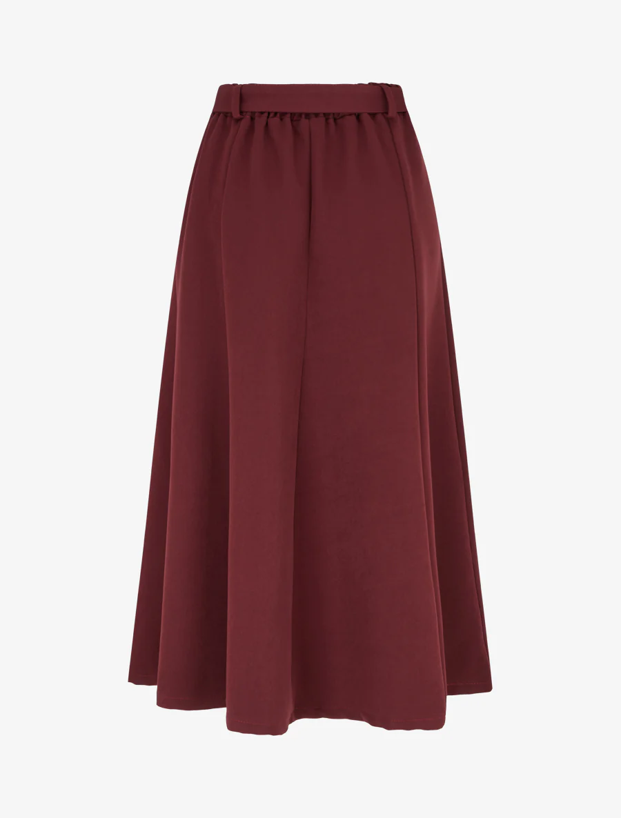 Effen midi-rok met sierstuk. - Wijnrood - Image 2