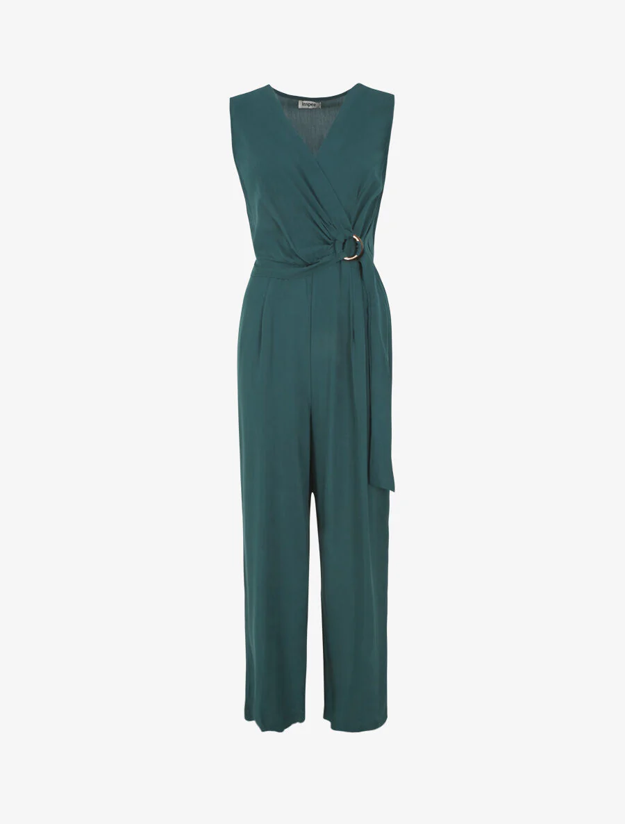 Effen mouwloze jumpsuit - Dennengroen