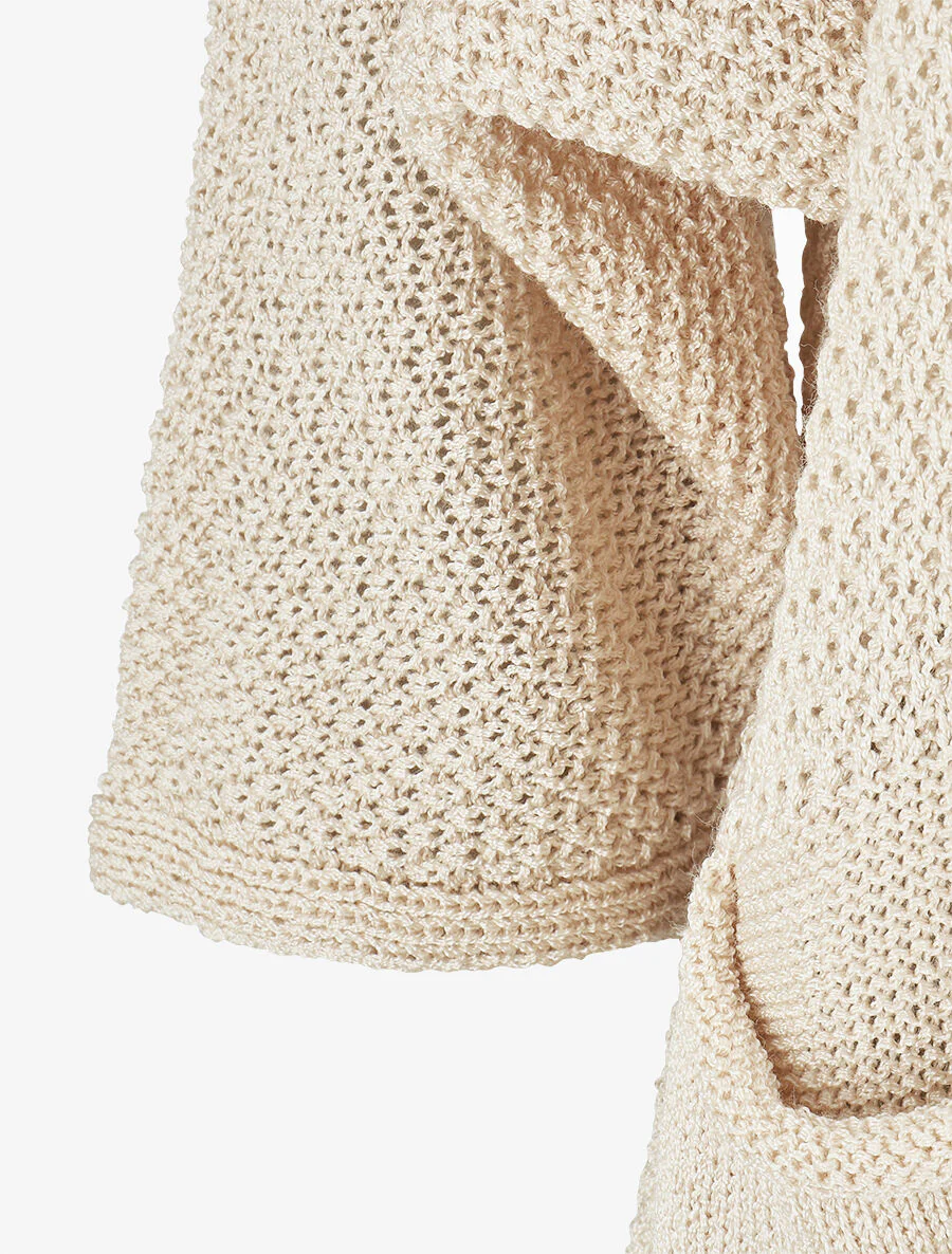 Effen opengewerkt vest - Beige - Image 3