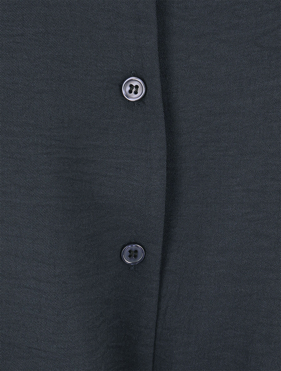 Effen overhemd met knoopsluiting - marineblauw - Image 3