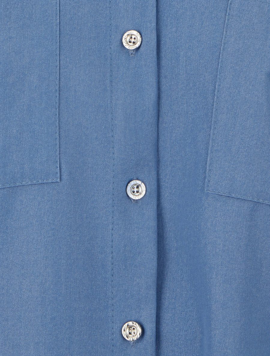 Effen overhemd met zakken - Donkerblauw - Image 3