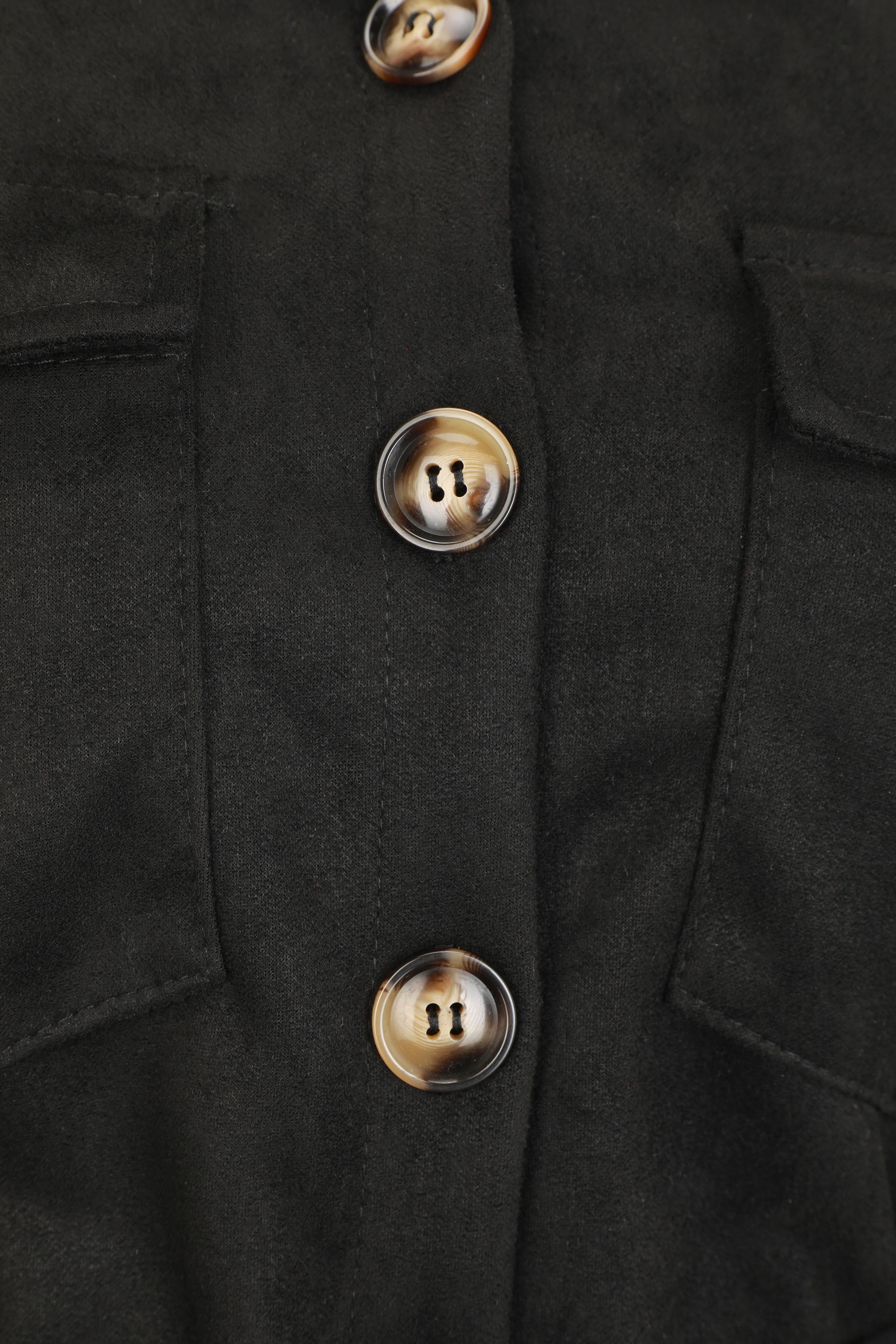 Effen overshirt van kunstsuède - Zwart - Image 3