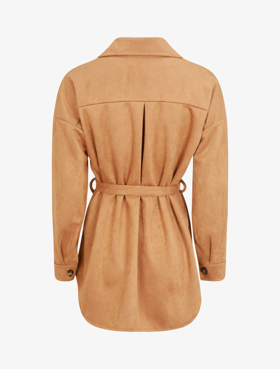 Effen overshirt van kunstsuède - camel - Image 2