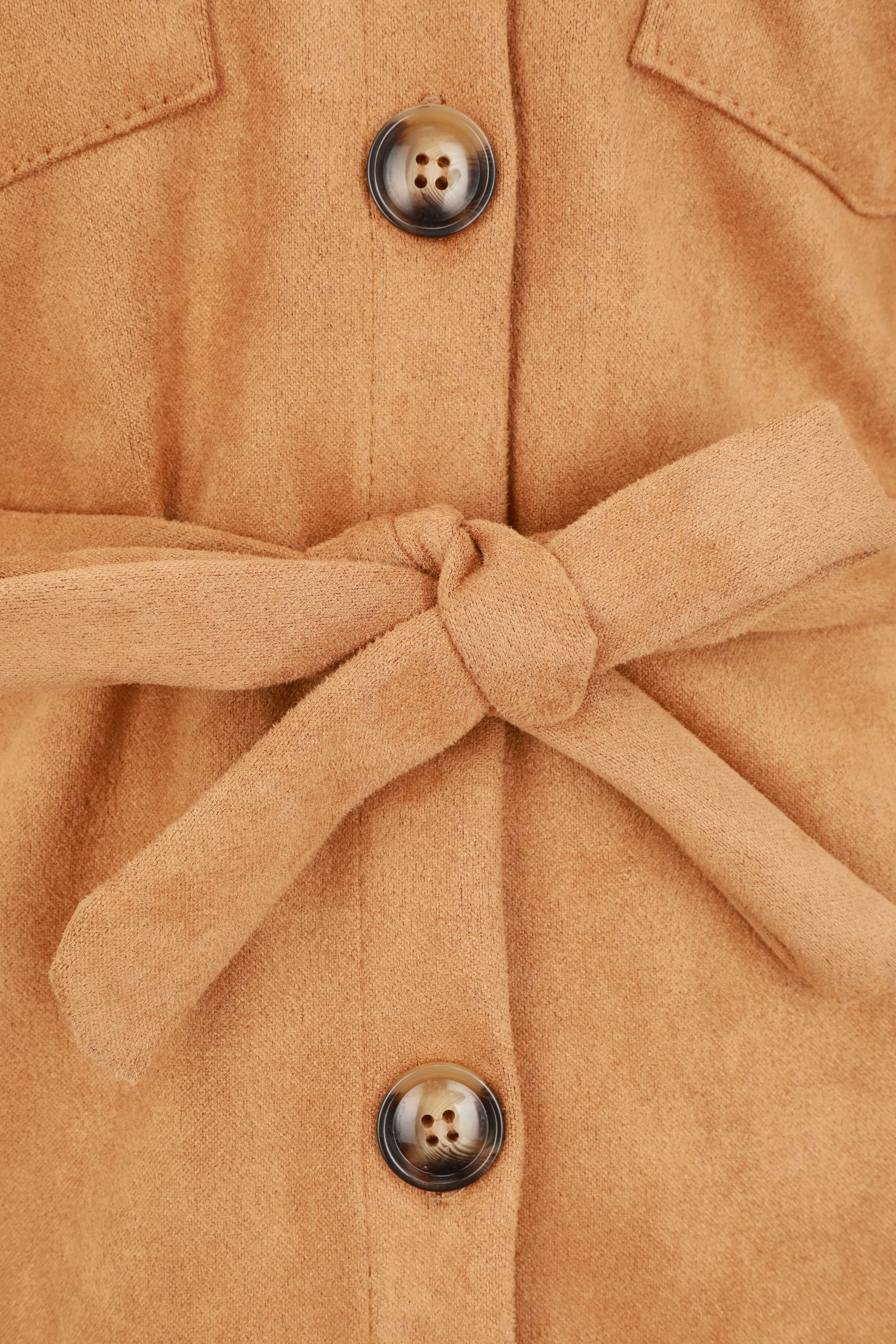 Effen overshirt van kunstsuède - camel - Image 3