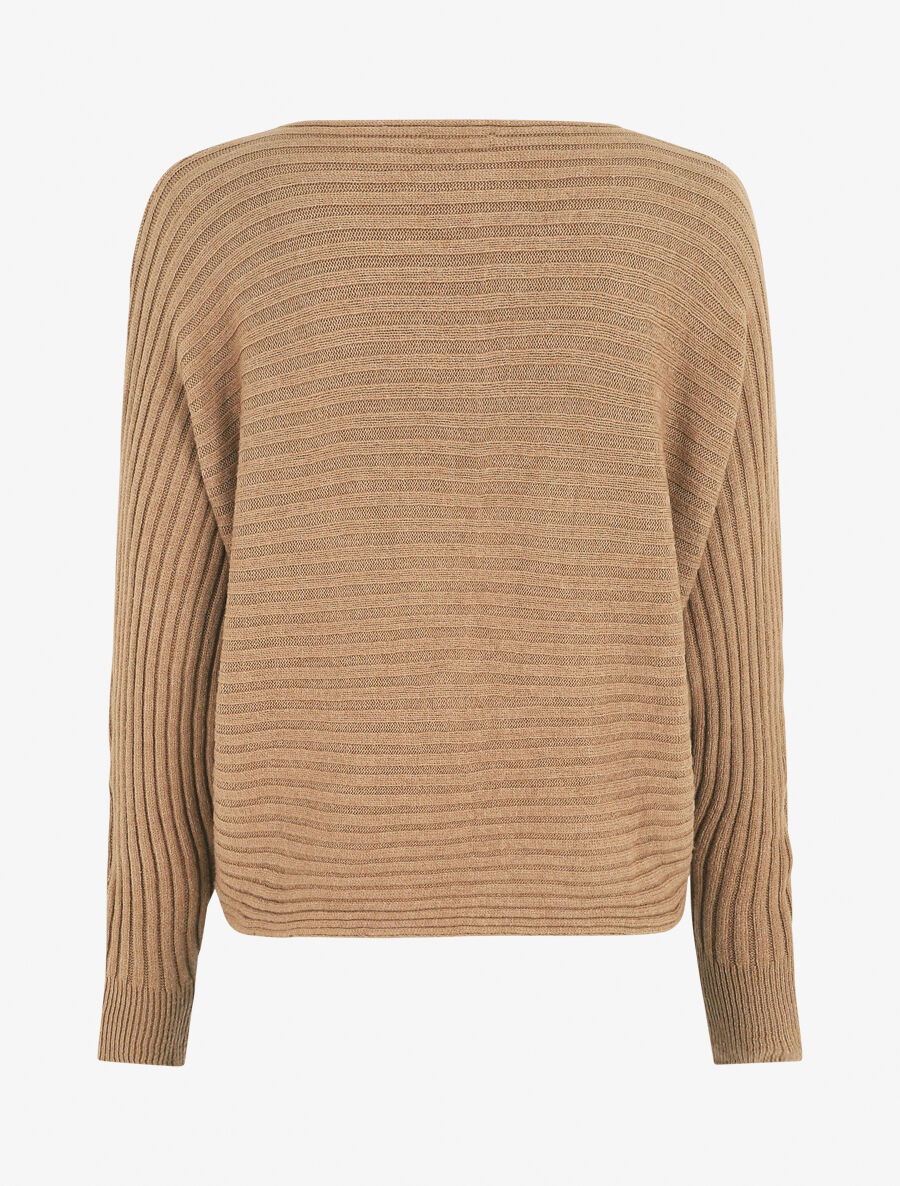 Effen oversized trui met vleermuismouwen - Kameel - Image 2