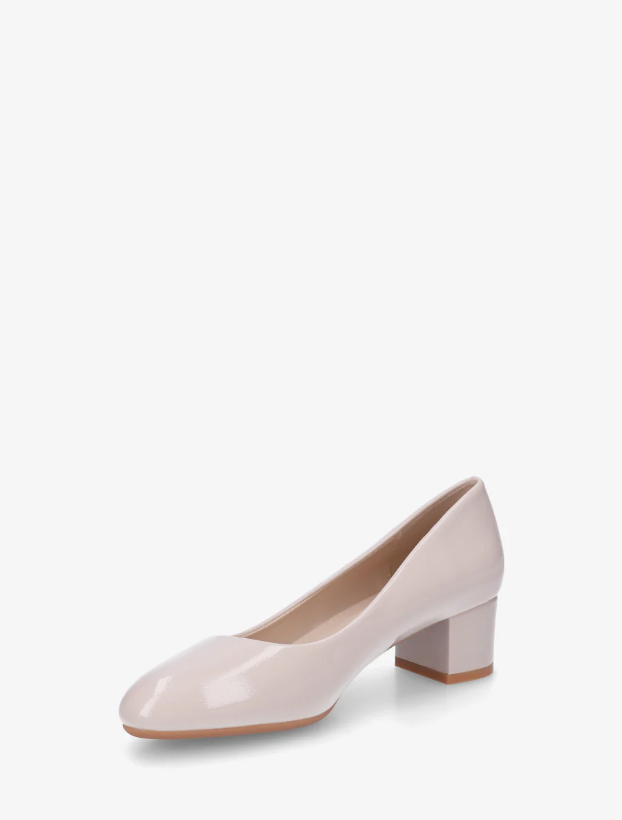 Effen pumps met blokhak - Beige - Image 3