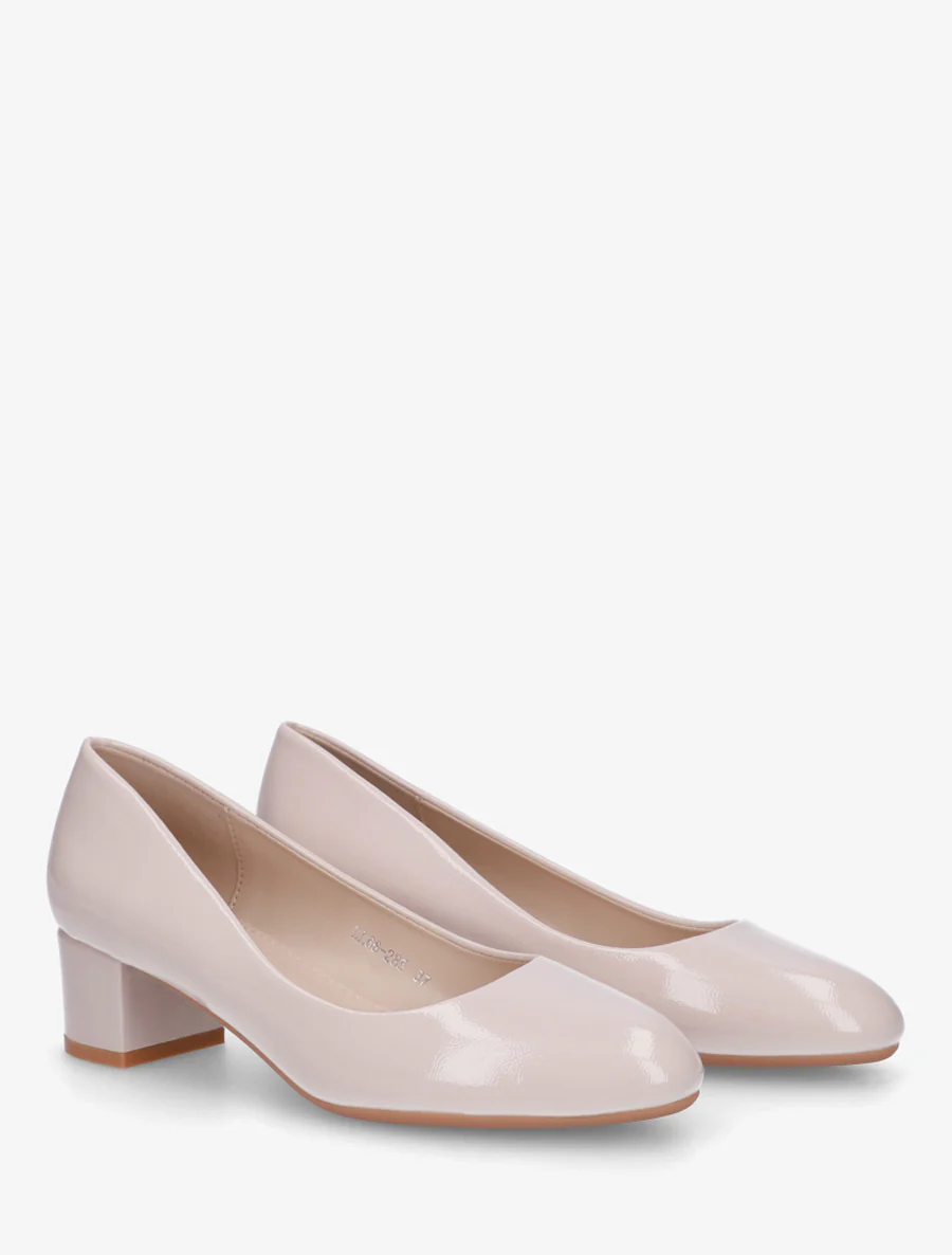 Effen pumps met blokhak - Beige - Image 4