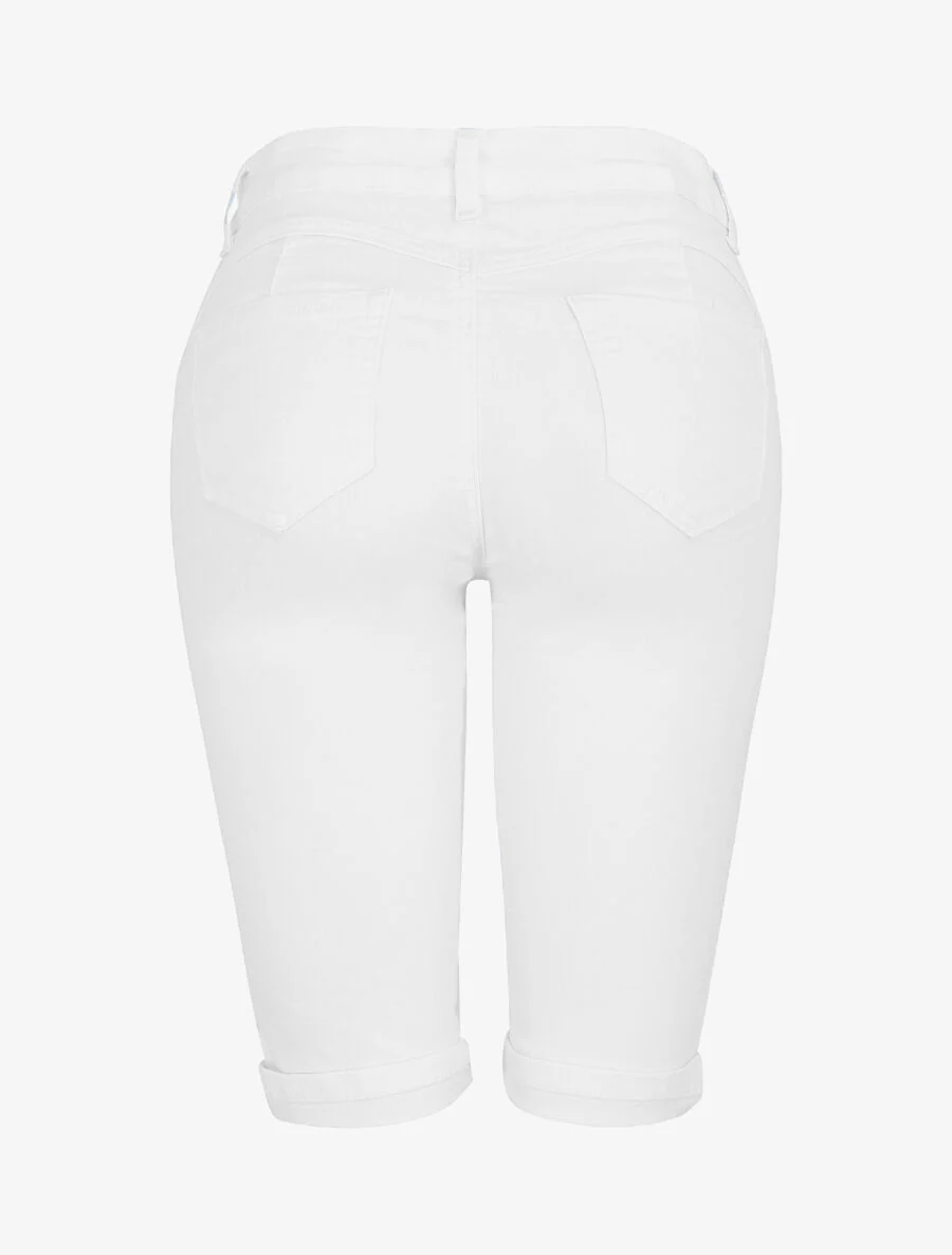 Effen push-up bermuda shorts met zoom - Wit - Image 2