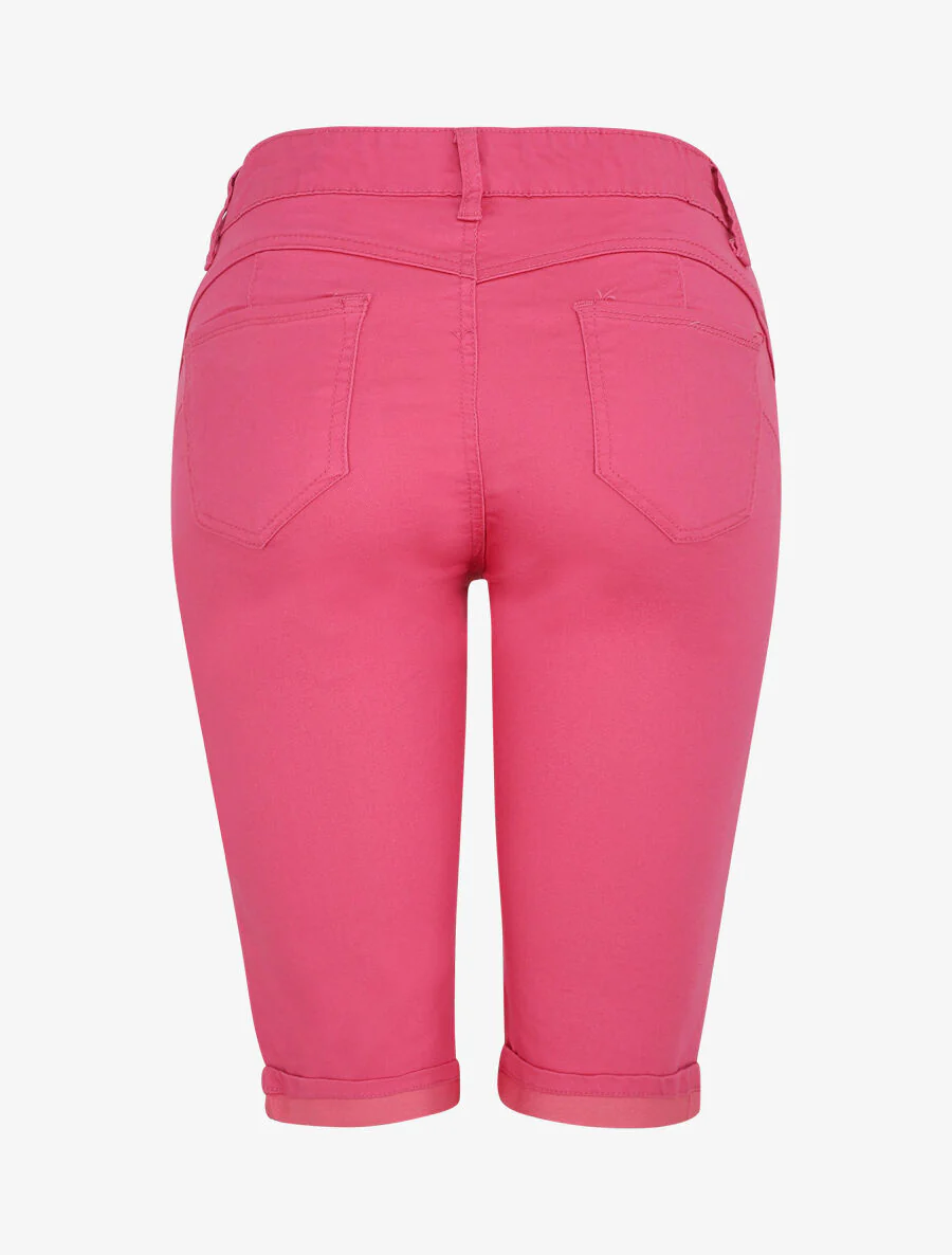 Effen push-up bermuda shorts met zoom - fuchsia - Image 2