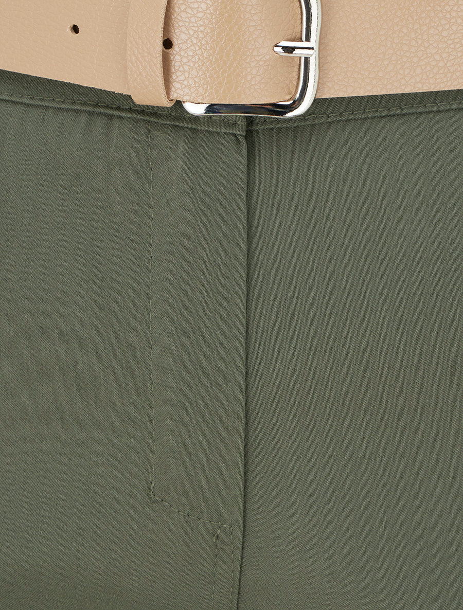 Effen rechte broek - Kaki - Image 3
