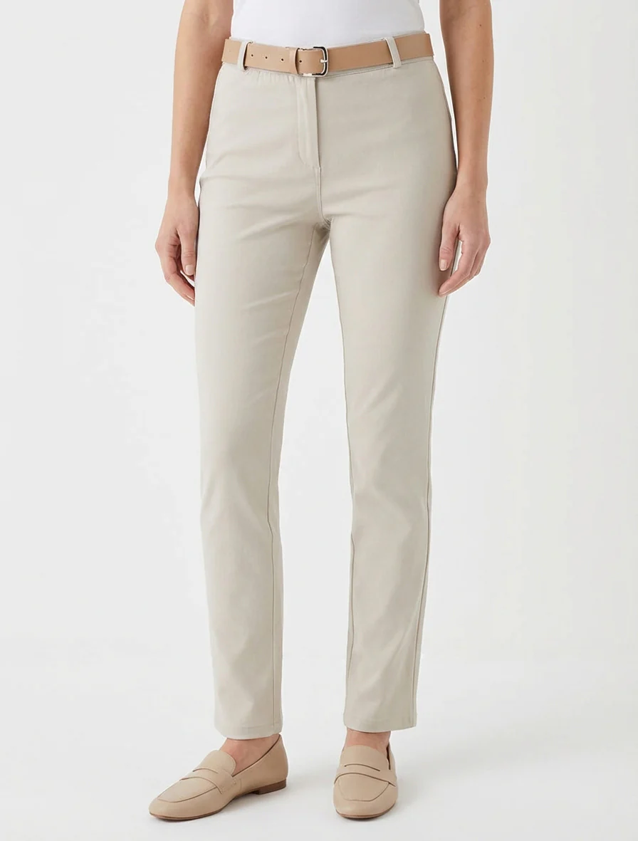 Effen rechte broek - Beige - Image 4