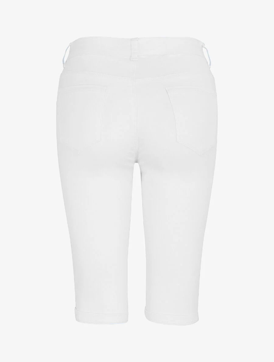 Effen rechte denim bermuda shorts - wit - Image 2