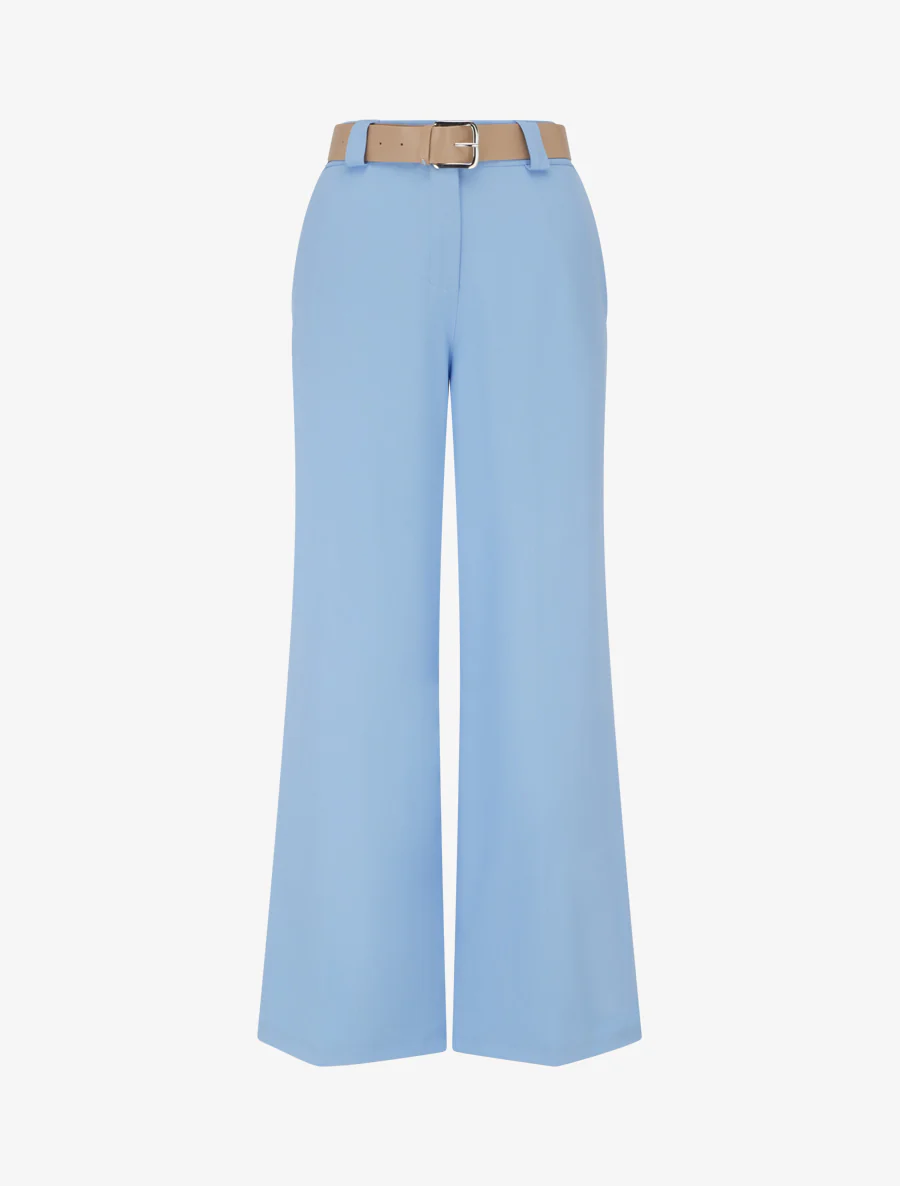 Effen rechte elastische broek - Lichtblauw