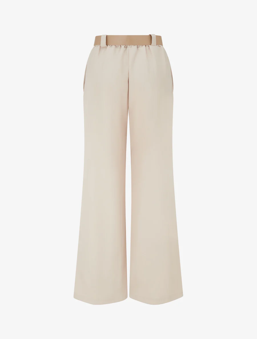 Effen rechte elastische broek - Beige - Image 2