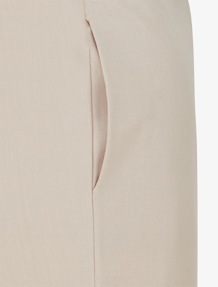Effen rechte elastische broek - Beige - Image 3