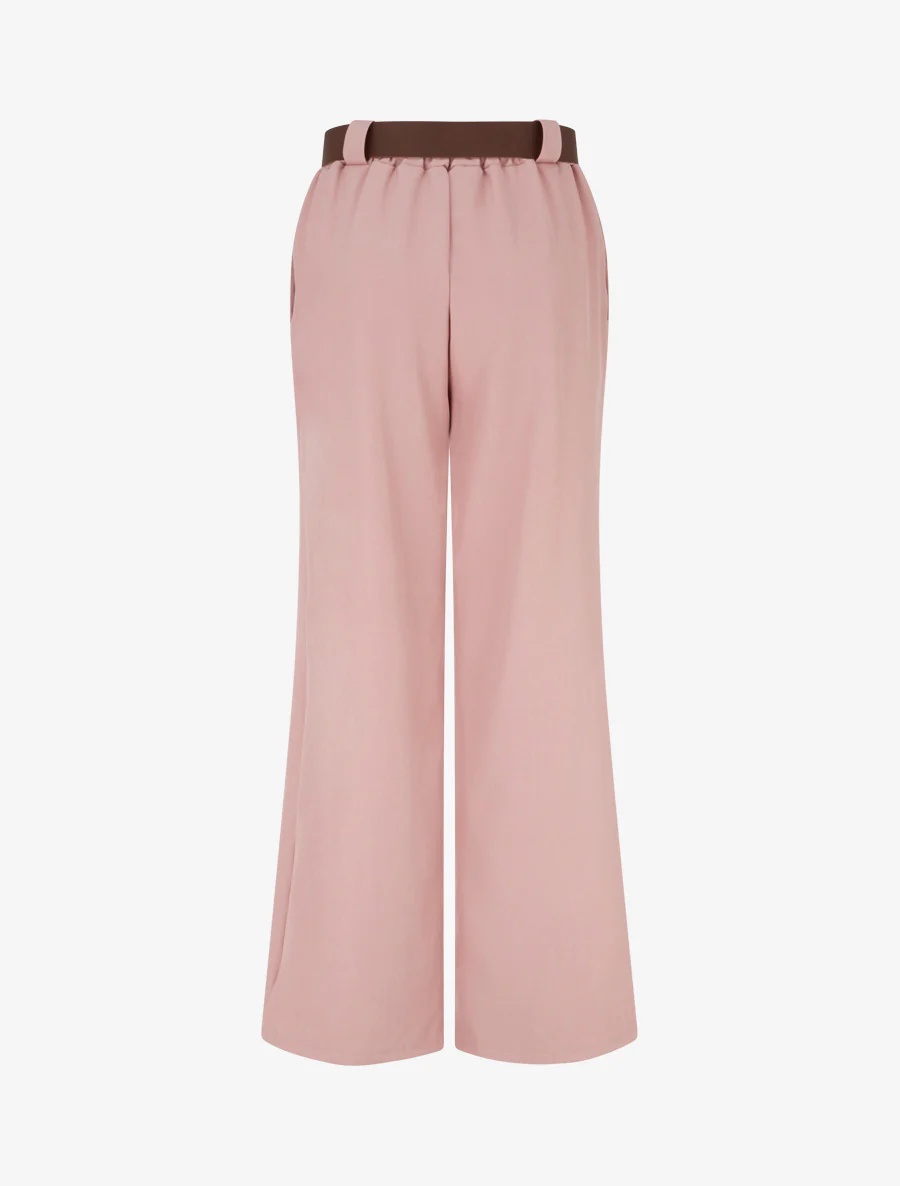 Effen rechte elastische broek - Roos - Image 2