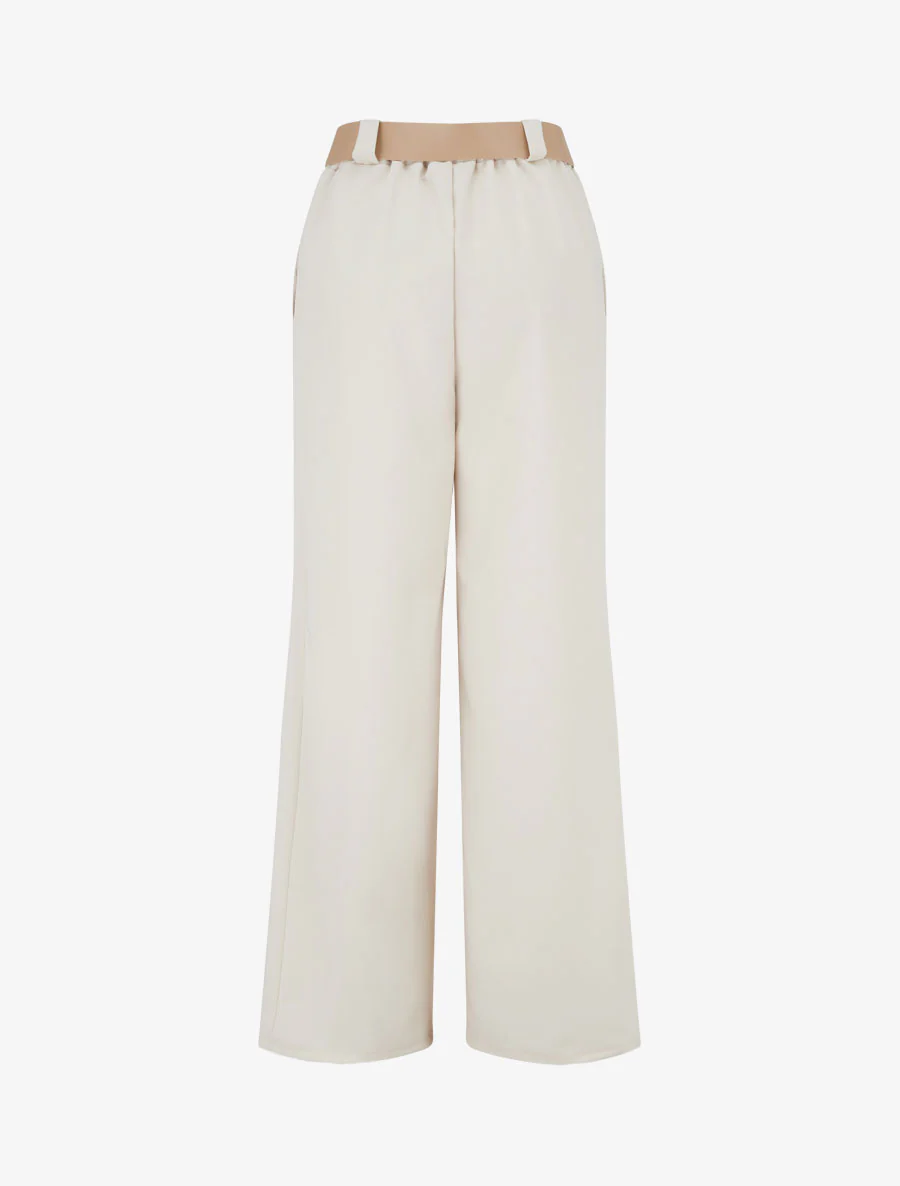 Effen rechte elastische broek - Beige - Image 2