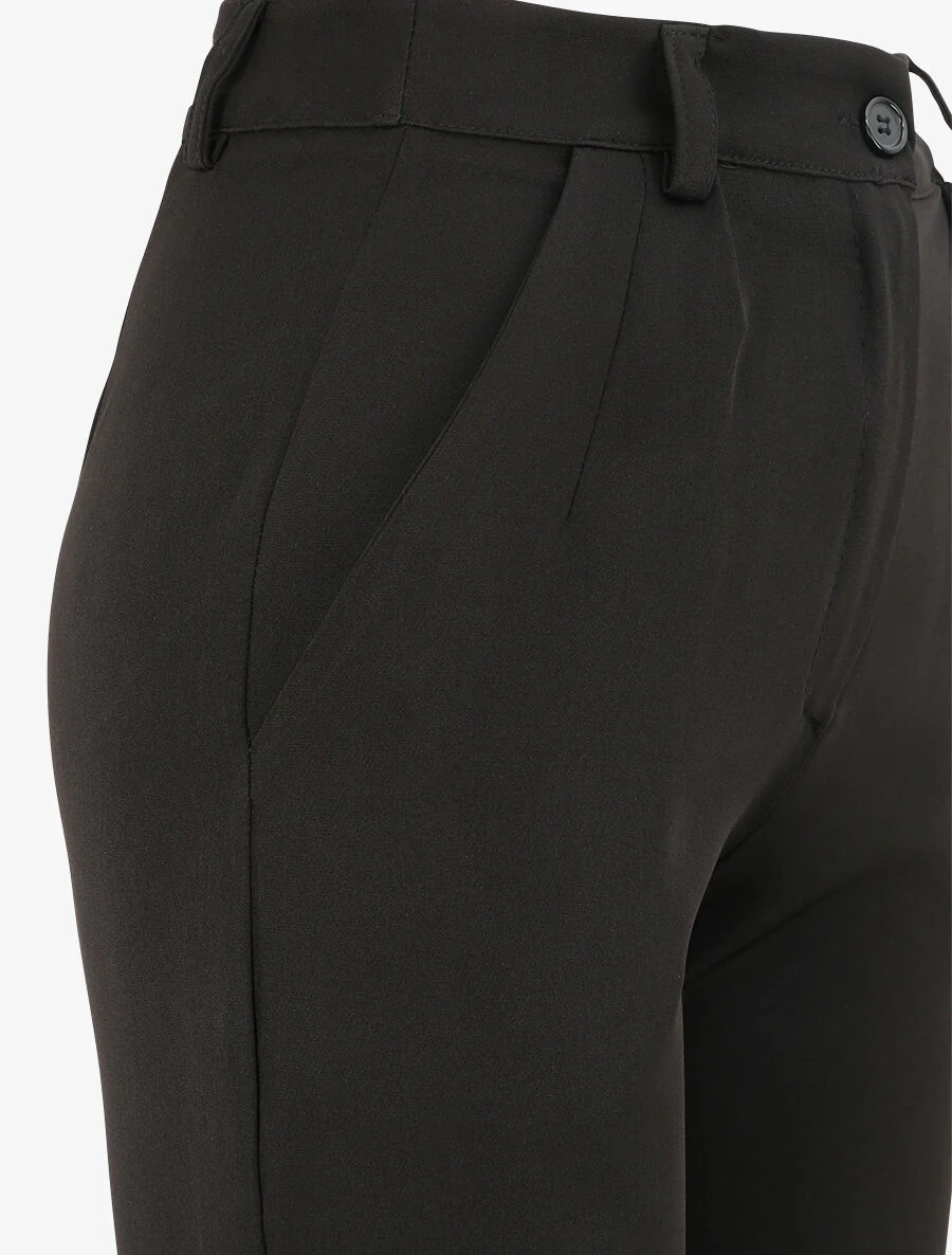 Effen rechte pasvorm losse broek - Zwart - Image 3