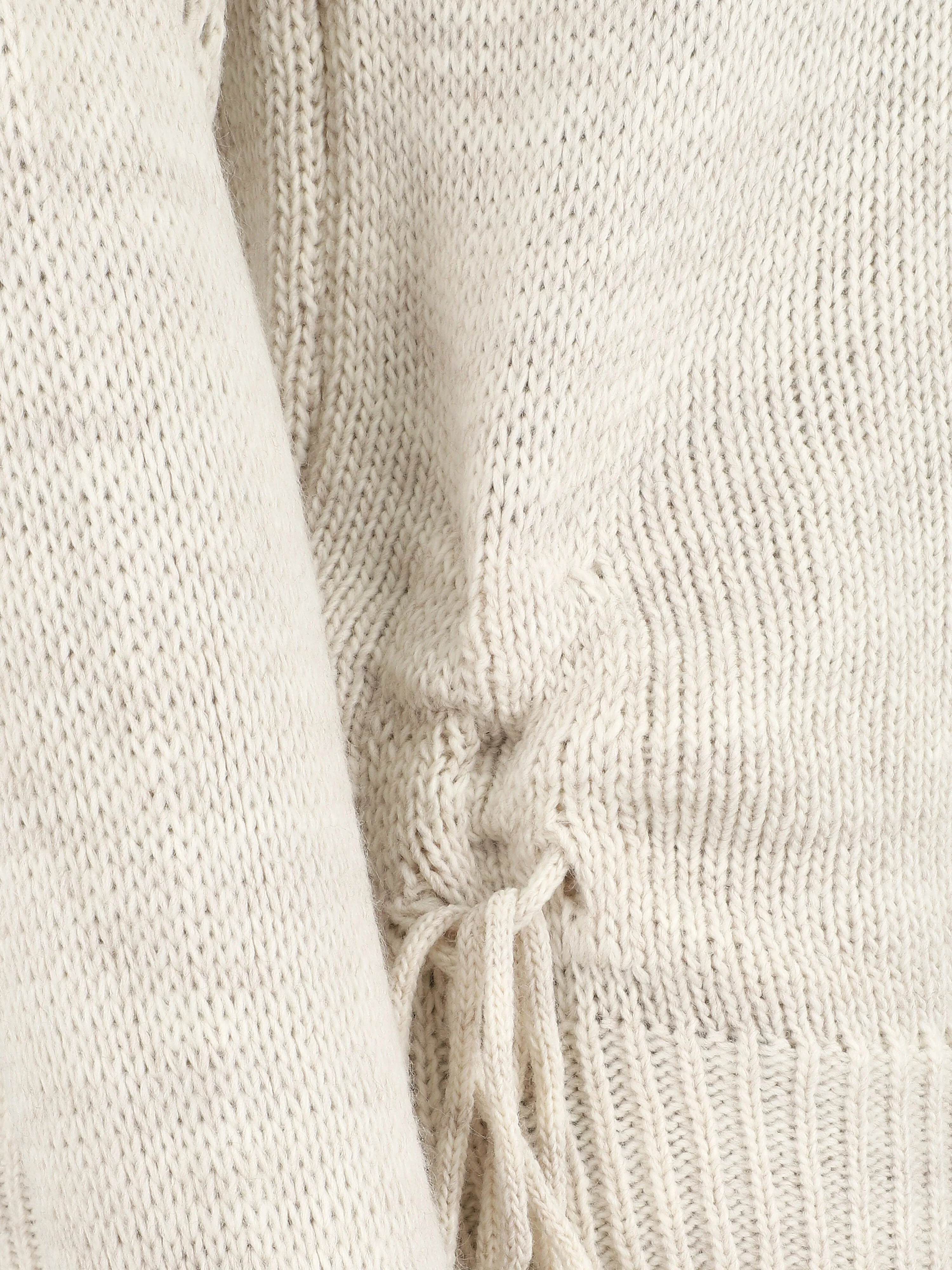 Effen rechte trui met bandjes - Beige - Image 3