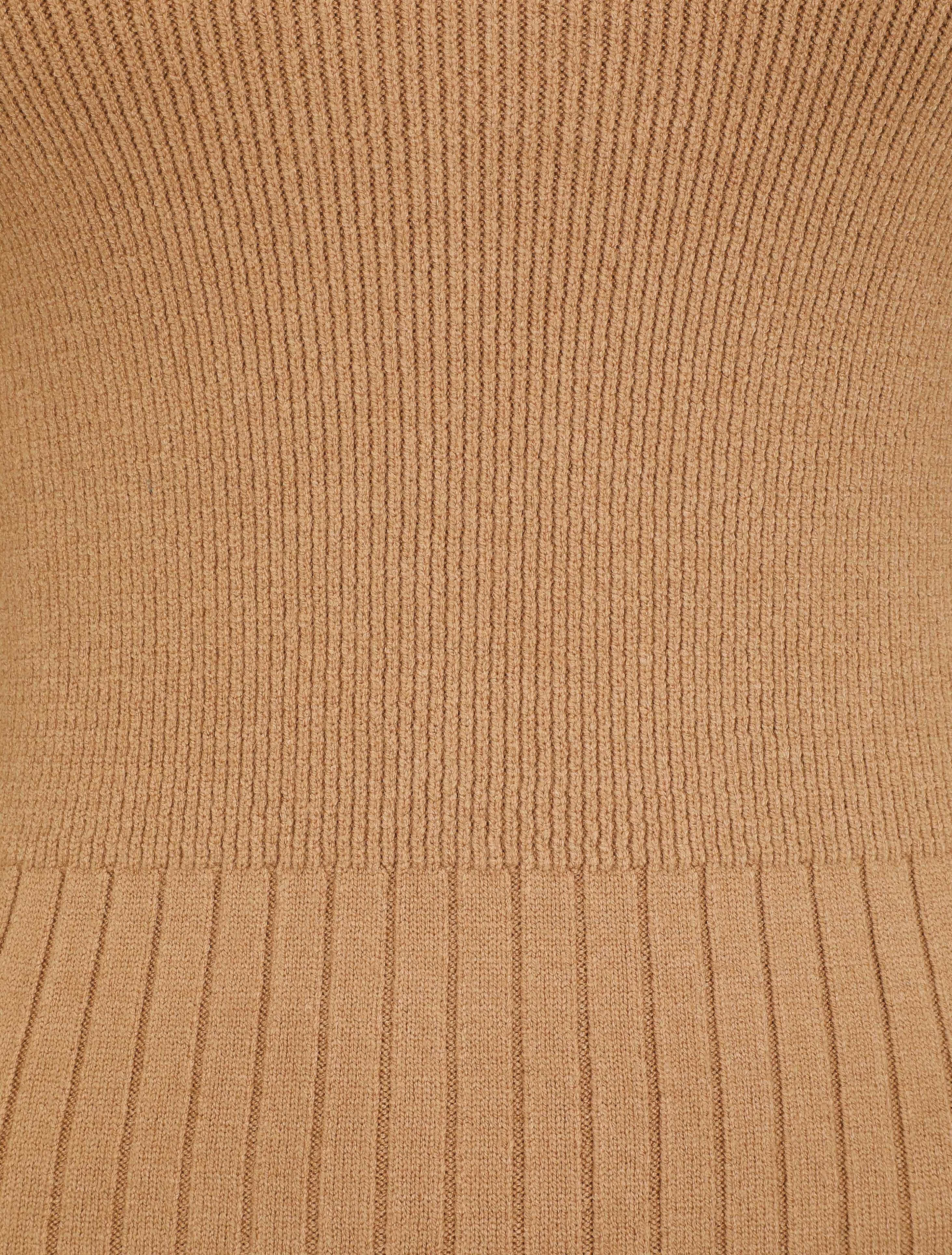 Effen ribtrui met opstaande kraag - Kameel - Image 3