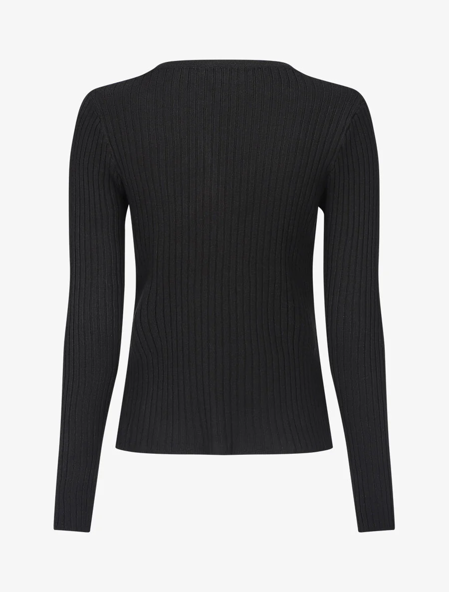 Effen ribvest met slanke pasvorm - Zwart - Image 2