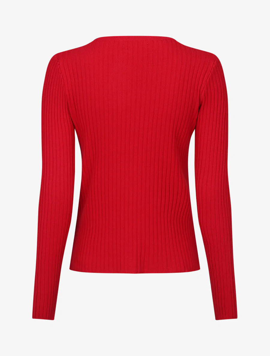 Effen ribvest met slanke pasvorm - rood - Image 2