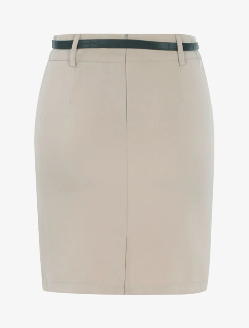 Effen rok met riem - beige - Image 2
