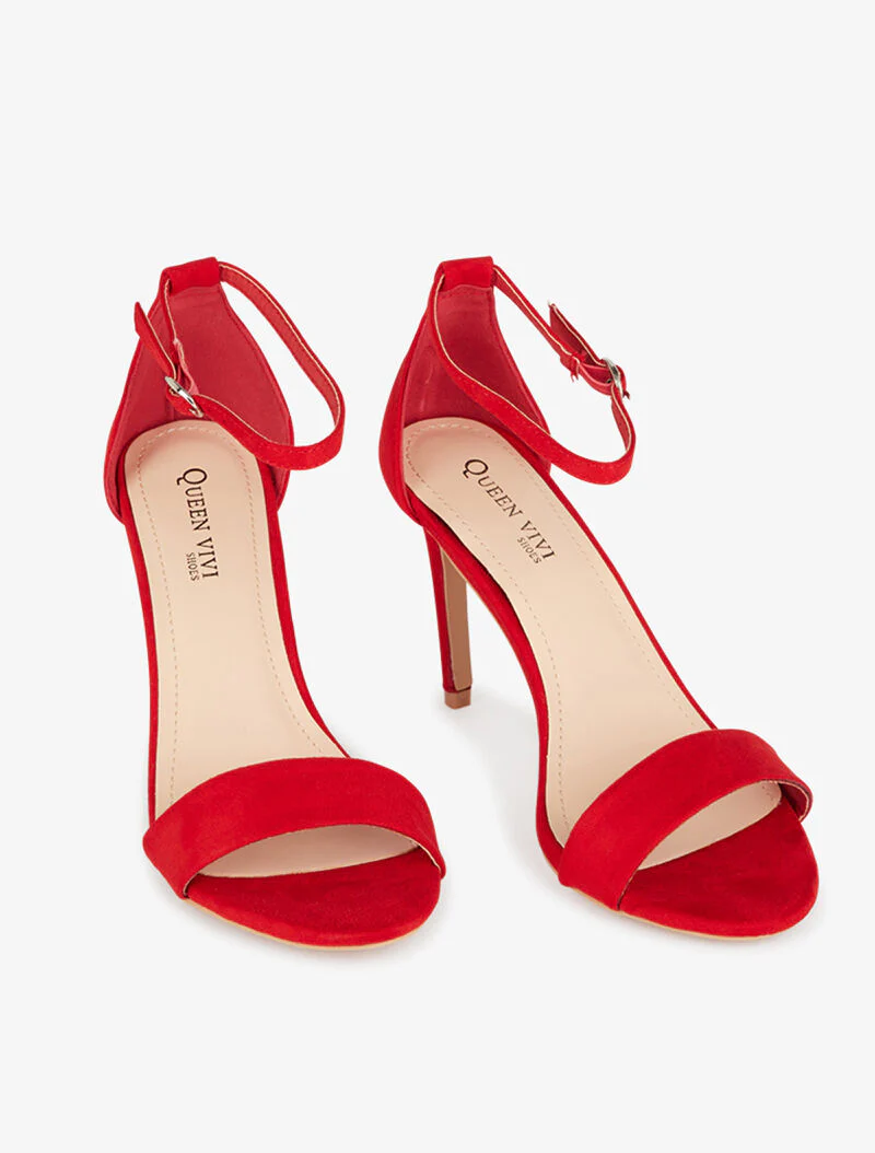 Effen sandalen met stilettohak - rood