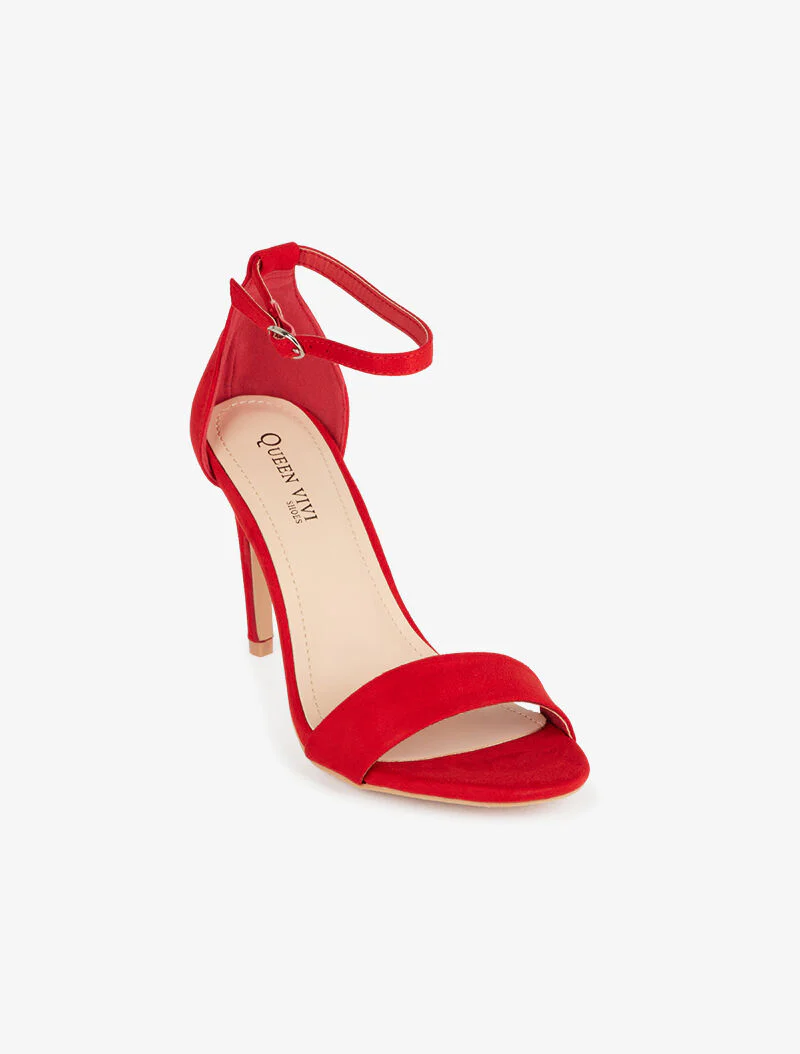 Effen sandalen met stilettohak - rood - Image 3