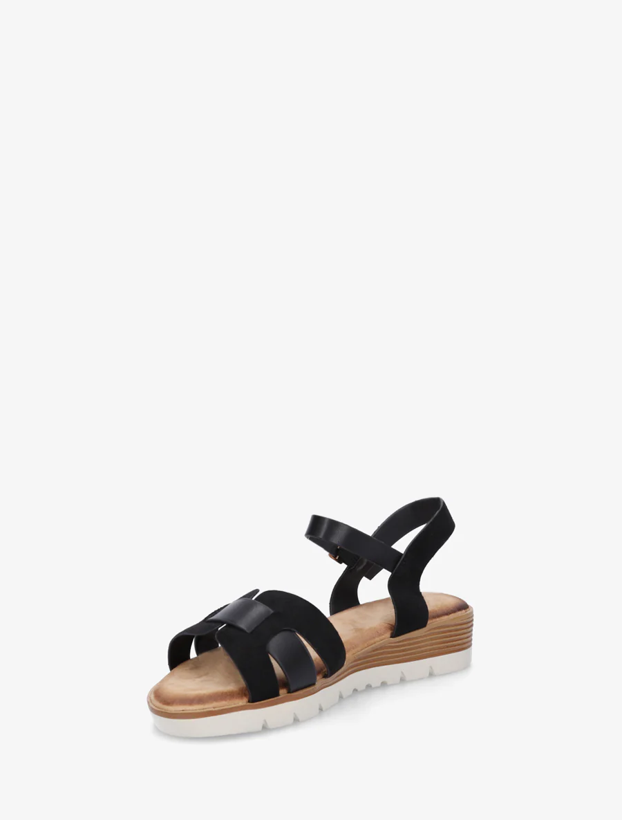 Effen sandalen met twee materialen - Zwart - Image 3