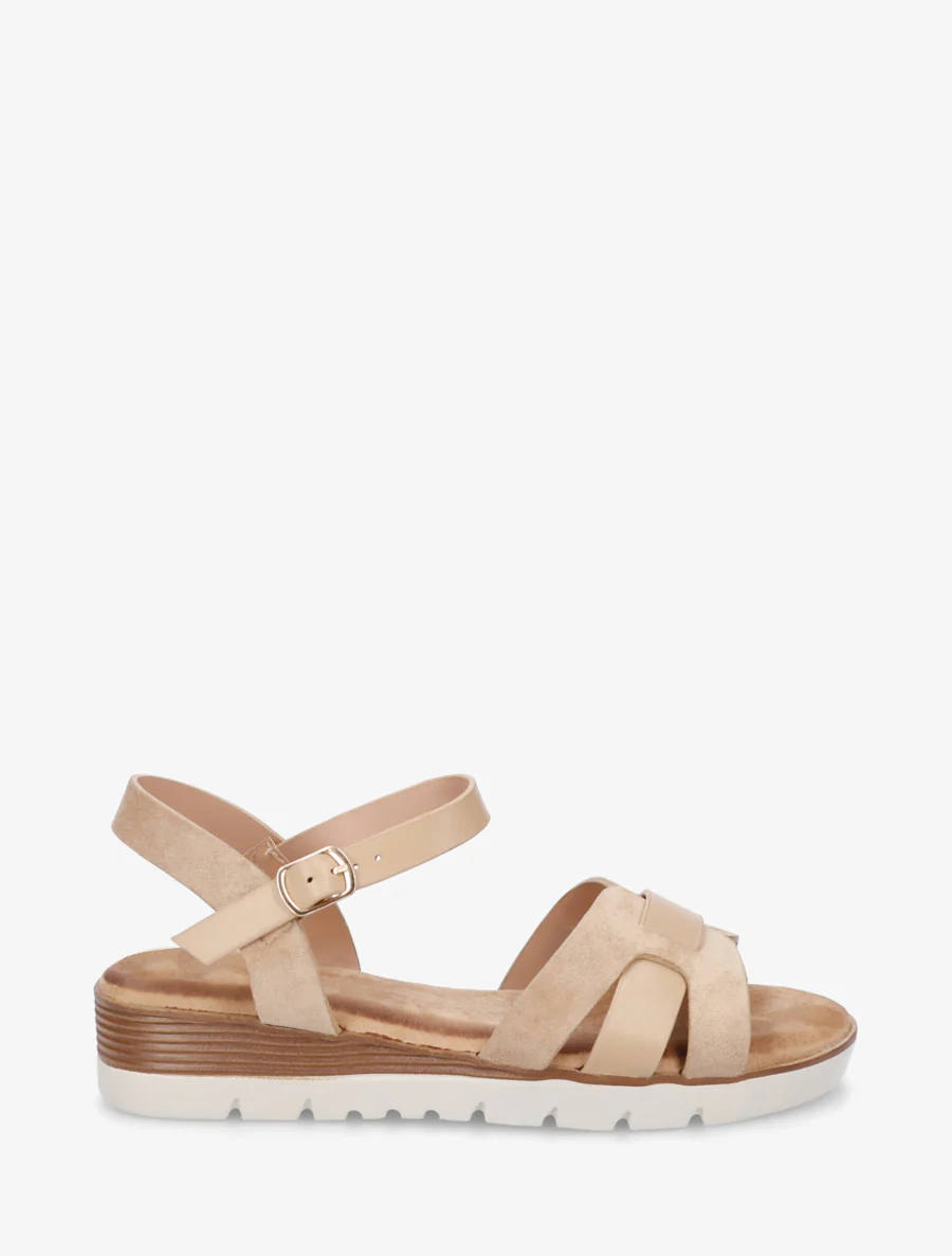 Effen sandalen met twee materialen - Mol
