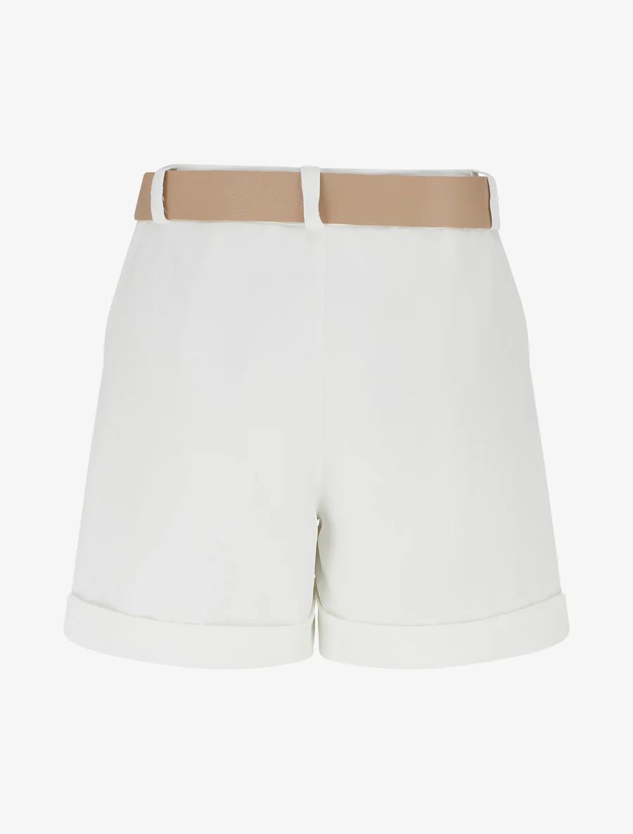 Effen short met ceintuur en zoom - Wit - Image 2