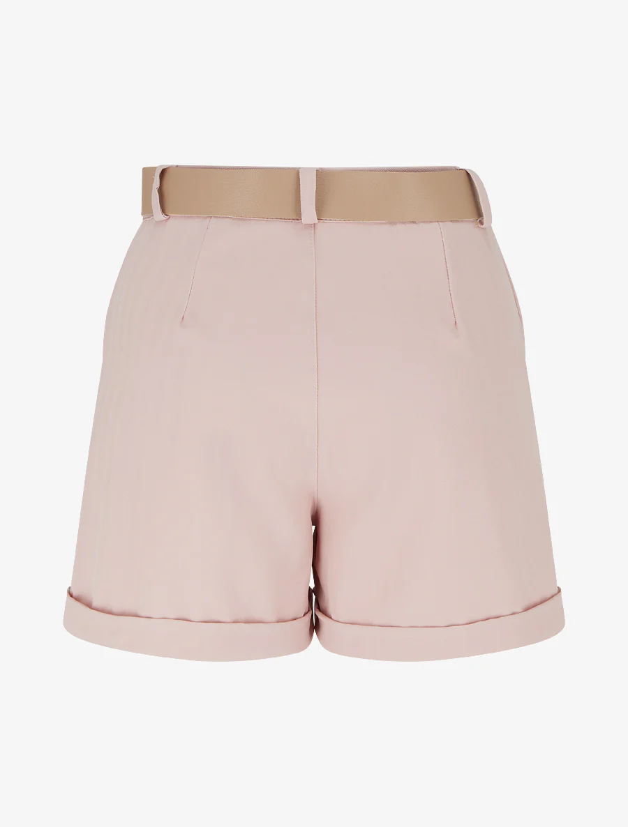 Effen short met ceintuur en zoom - Roos - Image 2