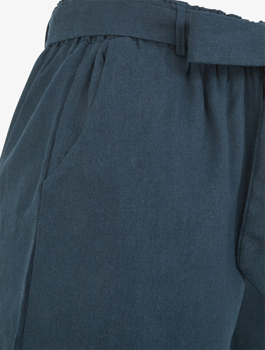 Effen short met omslag - Olie blauw - Image 3