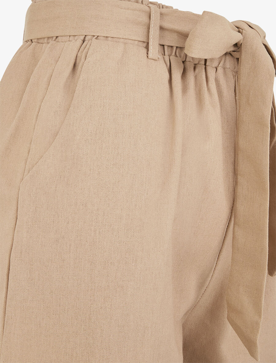 Effen short met omslag - Beige - Image 3