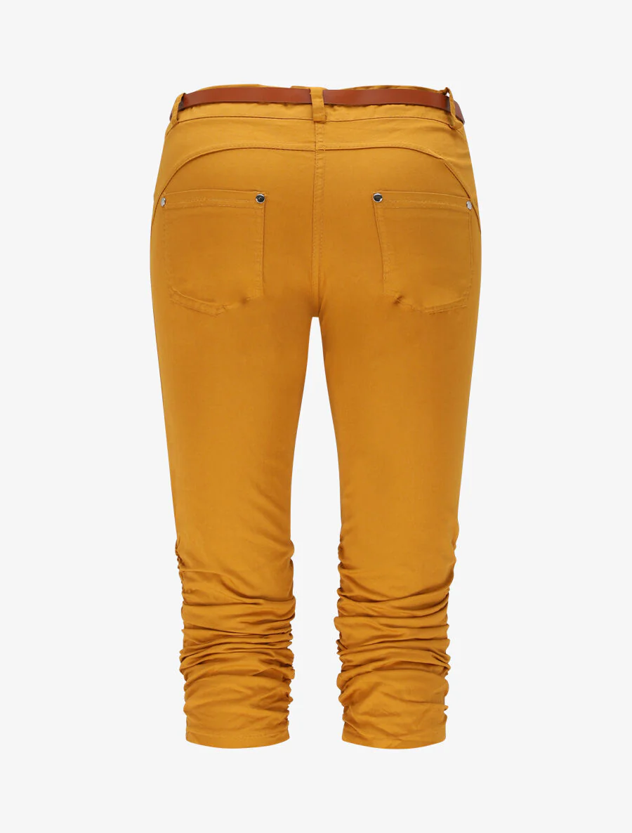 Effen shorts met elastische boorden - Mosterdgeel - Image 2